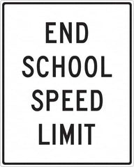 NMC - "End School Speed Limit", 24" Wide x 30" High, Aluminum Traffic Control Signs - 0.08" Thick, Black on White, Engineer Grade Reflectivity, Rectangle, Post Mount - Americas Tooling