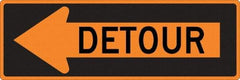 NMC - "Left Detour Inside", 30" Wide x 30" High, Aluminum Traffic Control Signs - 0.08" Thick, Black on Orange, High Intensity Reflectivity, Diamond, Post Mount - Americas Tooling