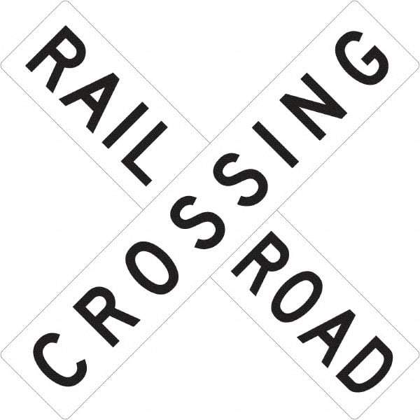 NMC - "Railroad Crossing", 48" Wide x 48" High, Aluminum Traffic Control Signs - 0.08" Thick, Black on White, High Intensity Reflectivity, Square, Post Mount - Americas Tooling