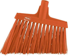 Vikan - 11-3/4" Wide, Orange Polyester Bristles, Angled Broom - Water Resistant - Americas Tooling