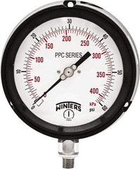 Winters - 4-1/2" Dial, 1/4 Thread, 0-60 Scale Range, Pressure Gauge - Bottom Connection Mount, Accurate to ±0.5% of Scale - Americas Tooling