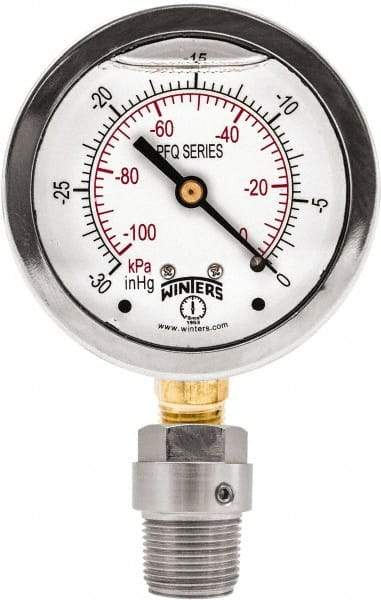 Winters - 2-1/2" Dial, 1/4 Thread, 0-600 Scale Range, Pressure Gauge - Bottom Connection Mount, Accurate to 1.5% of Scale - Americas Tooling