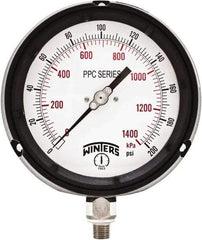 Winters - 4-1/2" Dial, 1/4 Thread, 0-200 Scale Range, Pressure Gauge - Bottom Connection Mount, Accurate to ±0.5% of Scale - Americas Tooling