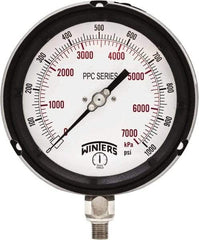 Winters - 4-1/2" Dial, 1/4 Thread, 0-1,000 Scale Range, Pressure Gauge - Bottom Connection Mount, Accurate to ±0.5% of Scale - Americas Tooling