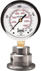 Winters - 2-1/2" Dial, 1/4 Thread, 0-100 Scale Range, Pressure Gauge - Bottom Connection Mount, Accurate to 1.5% of Scale - Americas Tooling