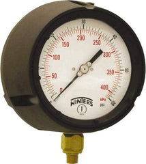 Winters - 4-1/2" Dial, 1/4 Thread, 0-60 Scale Range, Pressure Gauge - Bottom Connection Mount, Accurate to ±0.5% of Scale - Americas Tooling