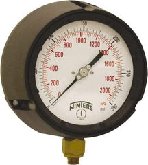 Winters - 4-1/2" Dial, 1/4 Thread, 0-300 Scale Range, Pressure Gauge - Bottom Connection Mount, Accurate to ±0.5% of Scale - Americas Tooling