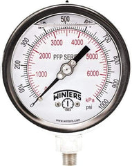 Winters - 4" Dial, 1/4 Thread, 0-1,000 Scale Range, Pressure Gauge - Bottom Connection Mount, Accurate to 0.01% of Scale - Americas Tooling