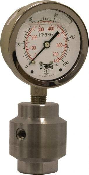 Winters - 4" Dial, 1/2 Thread, 0-160 Scale Range, Pressure Gauge - Bottom Connection Mount, Accurate to 0.01% of Scale - Americas Tooling