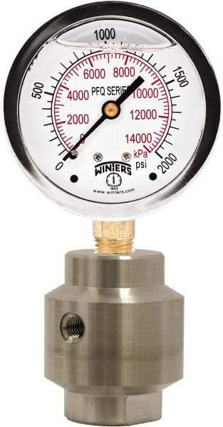 Winters - 4" Dial, 1/4 Thread, 0-160 Scale Range, Pressure Gauge - Bottom Connection Mount, Accurate to 1.5% of Scale - Americas Tooling