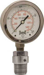 Winters - 2-1/2" Dial, 1/4 Thread, 0-100 Scale Range, Pressure Gauge - Bottom Connection Mount, Accurate to 1.5% of Scale - Americas Tooling