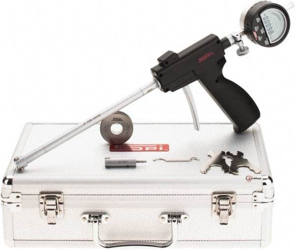 SPI - 0.5 to 0.8", 2.6" Deep, Pistol Grip Electronic Bore Gage Set - Up to 0.00016" Accuracy, 0.0001" Resolution, Includes Indicator - Americas Tooling