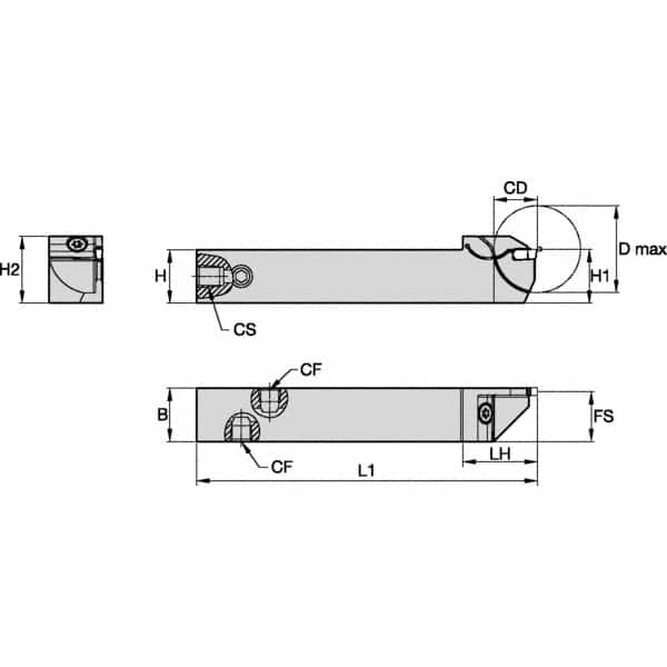 Kennametal - External Thread, 16mm Max Cut of Depth, 1.6mm Min Groove Width, 125mm OAL, Right Hand Indexable Grooving Cutoff Toolholder - 20mm Shank Height x 20mm Shank Width, EG0160M1FP02 Insert Style, EVSC Toolholder Style, Series Beyond Evolution - Americas Tooling