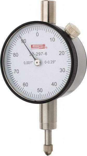 SPI - 1/4" Range, 0-100 Dial Reading, 0.001" Graduation Dial Drop Indicator - 1.61" Dial, 0.1" Range per Revolution, 0.001" Accuracy, Includes NIST Traceability Certification - Americas Tooling