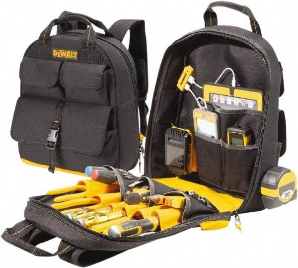 DeWALT - 23 Pocket Backpack Tool Bag - 14-1/2" Wide x 6" Deep x 19-3/4" High - Americas Tooling