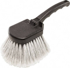 Harper Brush - 2-1/4" Bristle Length, Flagged Plastic Utility Scrub Brush - 3-1/2" x 3-1/2" Long x 3" Wide Head, 10" OAL, Easy Grip Handle, Black, Polypropylene Block, Flagged - Americas Tooling