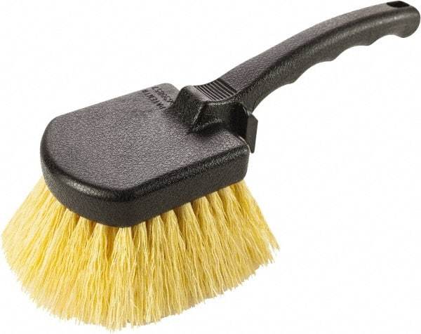 Harper Brush - 2-1/4" Bristle Length, Polypropylene Utility Scrub Brush - 6" Long x 8" Wide Head, 10" OAL, Easy Grip Handle, Black, Polypropylene Block, Flagged - Americas Tooling