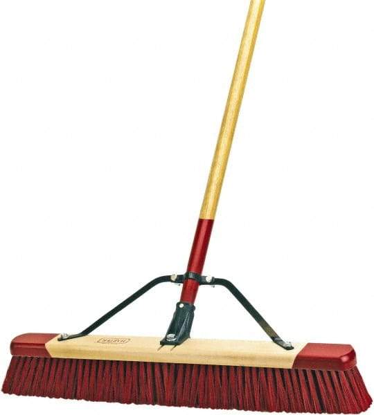 Harper Brush - 24" Rough Surface Synthetic Push Broom - 3" Bristle Length, Wood Block, Bolt-On Handle Connection, Handle Included - Americas Tooling