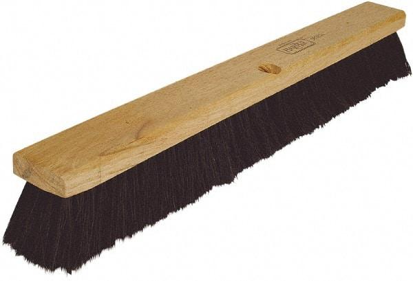 Harper Brush - 18" Medium Duty Tampico Push Broom - 3" Bristle Length, Wood Block, Threaded Handle Connection, Handle Sold Separately - Americas Tooling