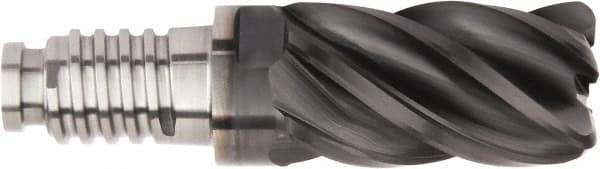 Kennametal - 20mm Diam, 30mm LOC, 5 Flute, 4mm Corner Radius End Mill Head - Solid Carbide, AlTiN Finish, Duo-Lock 20 Connection, Spiral Flute, 37 & 39° Helix - Americas Tooling