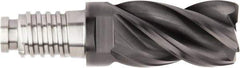 Kennametal - 16mm Diam, 24mm LOC, 4 Flute, 2.5mm Corner Radius End Mill Head - Solid Carbide, AlTiN Finish, Duo-Lock 16 Connection, Spiral Flute, 37 & 39° Helix, Centercutting - Americas Tooling