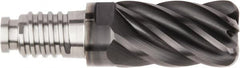 Kennametal - 1" Diam, 1-1/2" LOC, 6 Flute, 0.09" Corner Radius End Mill Head - Solid Carbide, AlTiN Finish, Duo-Lock 25 Connection, Spiral Flute, 37 & 39° Helix, Centercutting - Americas Tooling