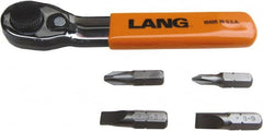 Lang - 5 Piece, Silver/Orange/Black Ratcheting Bit Driver Set - For Use with Various Applications - Americas Tooling