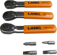 Lang - 7 Piece, Silver/Orange/Black Ratcheting Bit Driver Set - For Use with Various Applications - Americas Tooling