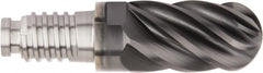 Kennametal - 25mm Mill Diam, 37.5mm LOC, Solid Carbide Ball End Mill Head - Spiral Flute, Right Hand Cut, 39° Helix, 6 Flutes, AlTiN Finish - Americas Tooling