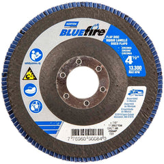 Norton - 4-1/2" 80 Grit 7/8" Center Hole Type 27 Zirconia Alumina Flap Disc - Americas Tooling