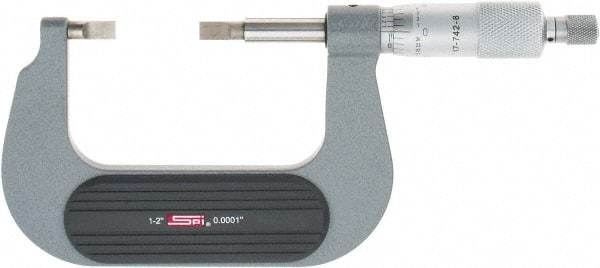 SPI - 1" to 2" Mechanical Painted Blade Micrometer - 0.0002" Accuracy, 0.03" Blade Thickness, Ratchet Stop Thimble - Americas Tooling