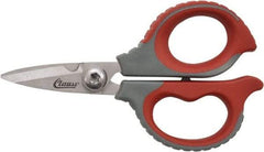 Clauss - 1/2" LOC, 6" OAL Stainless Steel High Leverage Scissors - Ambidextrous, Full Serrated, Glass-Filled Nylon Straight Handle, For Cutting, Electrical Use - Americas Tooling