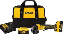 DeWALT - 4-1/2" Wheel Diam, 9,000 RPM, Cordless Angle & Disc Grinder - 5/8-11 Spindle, 20 Volts - Americas Tooling