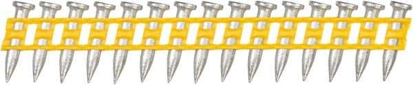 DeWALT - 9 Gauge 0.145" Shank Diam 3/4" Long Concrete Nails for Power Nailers - Steel, Zinc Finish, Smooth Shank, Angled Stick Plastic Collation, Round Head - Americas Tooling