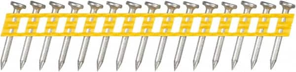 DeWALT - 13 Gauge 0.102" Shank Diam 1" Long Concrete Nails for Power Nailers - Steel, Zinc Finish, Smooth Shank, Angled Stick Plastic Collation, Round Head - Americas Tooling