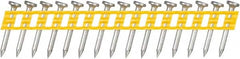 DeWALT - 13 Gauge 0.102" Shank Diam 1" Long Concrete Nails for Power Nailers - Steel, Zinc Finish, Smooth Shank, Angled Stick Plastic Collation, Round Head - Americas Tooling