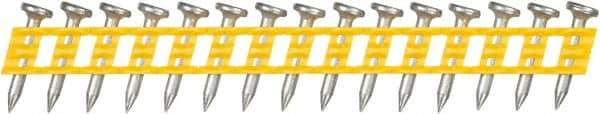 DeWALT - 13 Gauge 0.102" Shank Diam 3/4" Long Concrete Nails for Power Nailers - Steel, Zinc Finish, Smooth Shank, Angled Stick Plastic Collation, Round Head - Americas Tooling