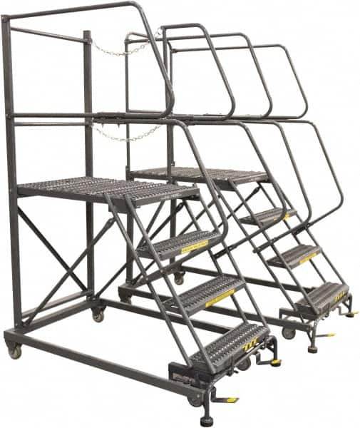 Ballymore - 86" 5 Step Single Entry Work Platform - Rolling Work Platform, 800 Lb Capacity, 50" Platform Height, 38" Base Width x 89" Base Depth, Grip Strut - Americas Tooling