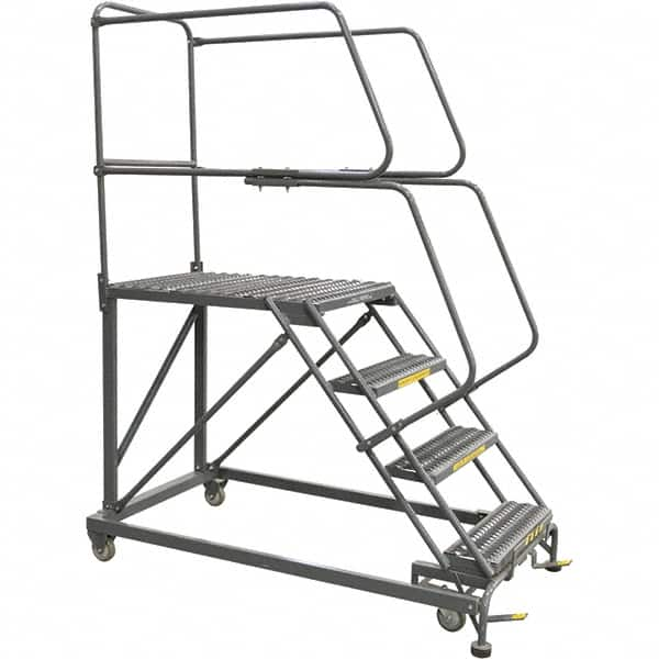 Ballymore - 76" 4 Step Single Entry Work Platform - Rolling Work Platform, 800 Lb Capacity, 40" Platform Height, 38" Base Width x 83" Base Depth, Grip Strut - Americas Tooling