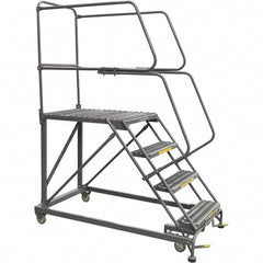 Ballymore - 76" 4 Step Single Entry Work Platform - Rolling Work Platform, 800 Lb Capacity, 40" Platform Height, 38" Base Width x 83" Base Depth, Grip Strut - Americas Tooling