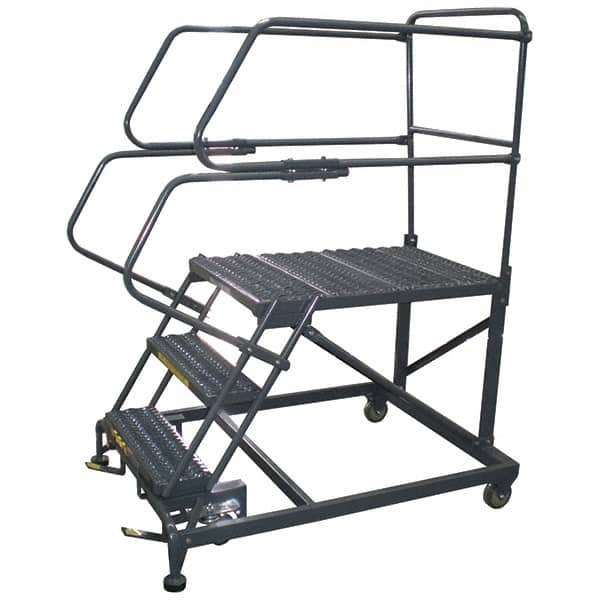 Ballymore - 66" 3 Step Single Entry Work Platform - Rolling Work Platform, 800 Lb Capacity, 30" Platform Height, 33" Base Width x 77" Base Depth, Grip Strut - Americas Tooling