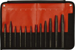 Mayhew - 12 Piece, 3/32 to 3/8", Center & Prick Punch Set - Hex Shank, Steel, Comes in Kit Bag - Americas Tooling