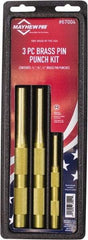 Mayhew - 3 Piece, 1/4 to 1/2", Pin Punch Set - Round Shank, Brass, Comes in Plastic Tray - Americas Tooling