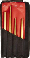 Mayhew - 4 Piece, 3/4 to 7/16", X-Long Punch - Round Shank, Brass, Comes in Kit Bag - Americas Tooling