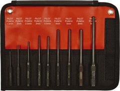 Mayhew - 9 Piece, 1.5 to 8mm, Pin & Pilot Punch Set - Hex Shank, Steel, Comes in Kit Bag - Americas Tooling