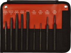 Mayhew - 9 Piece, 9/32 to 5/32", Pin Punch Set - Hex Shank, Steel, Comes in Kit Bag - Americas Tooling