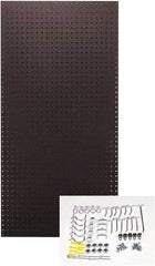 Triton - 24" Wide x 48" High Peg Board Kit - 1 Panel, 36 Hooks, Tempered Hardboard, Black - Americas Tooling