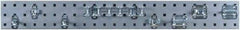 Triton - 4-1/2" Wide x 36" High Peg Board Strip - 1 Panel, 8 Hooks, Steel with Epoxy Coating, Silver - Americas Tooling