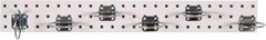 Triton - 4-1/2" Wide x 36" High Peg Board Strip - 1 Panel, 6 Hooks, Steel with Epoxy Coating, White - Americas Tooling