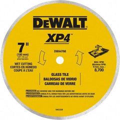 DeWALT - 7" Diam, 15.88mm Arbor Hole Diam, Continuous Edge Tooth Wet & Dry Cut Saw Blade - Steel, Smooth Action, Standard Round Arbor - Americas Tooling